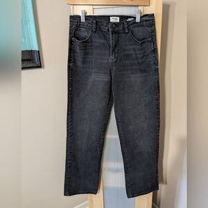 Kensie Women's Black Studded Straight Leg Jeans Retro Stylish